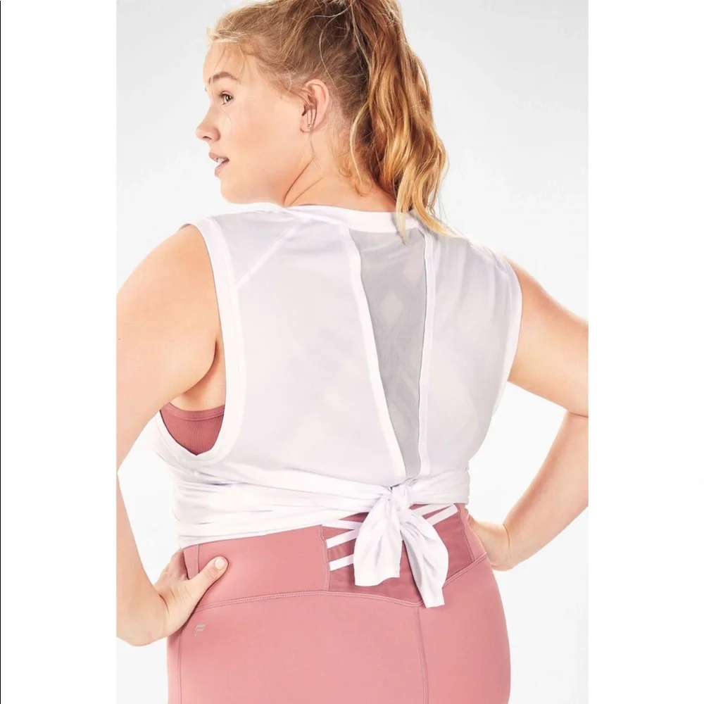 Fabletics Monet Back Tie Back Tank Top XXL White EUC - Picture 1 of 16